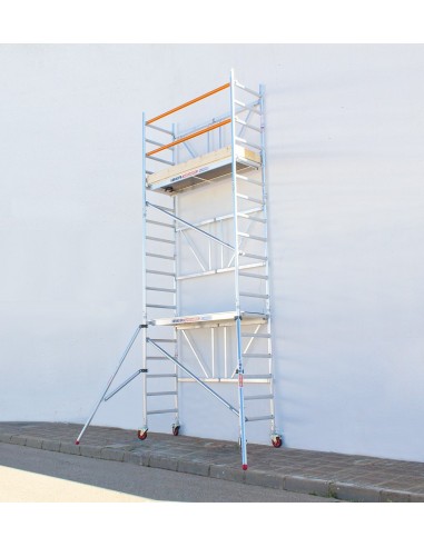 Andamio plegable de aluminio 75x190 - 6,50 m Altura de trabajo con estabilizadores y rodapiés