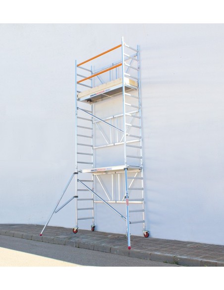 Andamio plegable de aluminio 75x190 - 6,50 m Altura de trabajo con estabilizadores y rodapiés