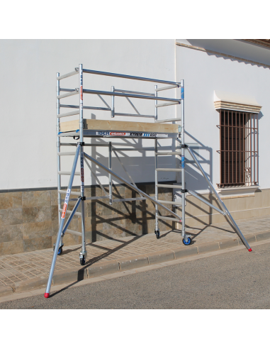 Andamio Plegable de aluminio 75x190 3,65m altura trabajo con barras, rodapié y estabilizadores - XTREM IBERANDAMIOS
