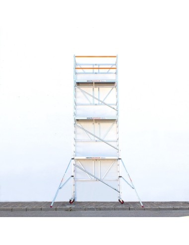 Andaime dobrável em alumínio 75x190 - 7,50 m de altura de trabalho e estabilizadores