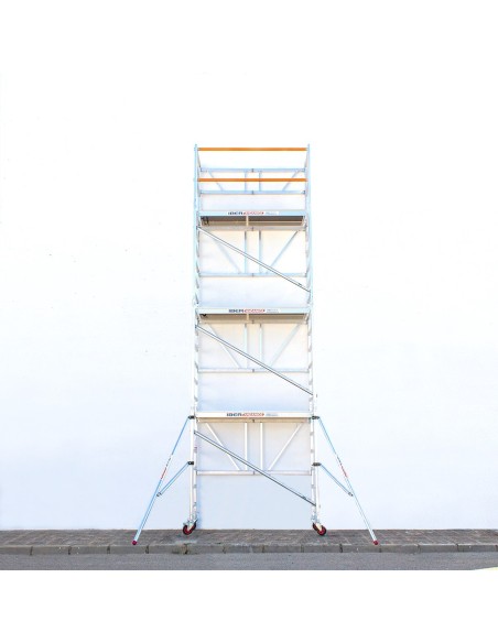 Andaime dobrável em alumínio 75x190 - 7,50 m de altura de trabalho e estabilizadores