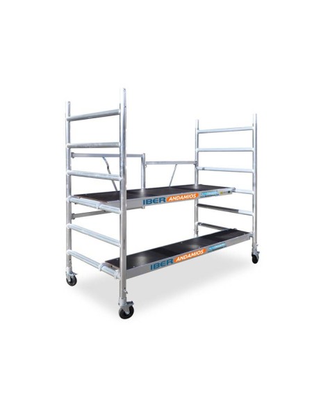 Andamio plegable de aluminio 90x190 - 3 m Altura de trabajo sin trampilla y plataforma 30 cm