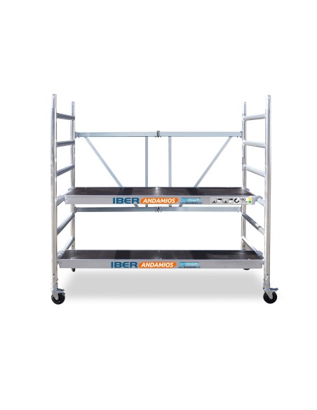 Andamio plegable de aluminio 90x190 - 3 m Altura de trabajo sin trampilla y plataforma 30 cm