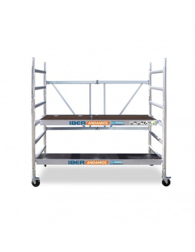 Andamio plegable de aluminio 90x190 - 3 m Altura de trabajo con trampilla y plataforma 30 cm