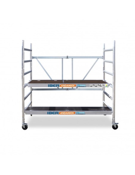 Andamio plegable de aluminio 90x190 - 3 m Altura de trabajo con trampilla y plataforma 30 cm