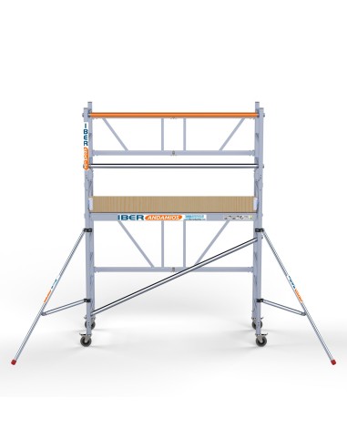 Andamio plegable de aluminio 90x190 - 3,85 m Altura de trabajo rodapié + estabilizadores + plataforma 30 cm