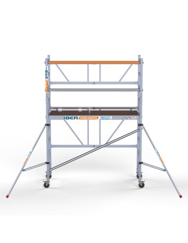 Andamio plegable de aluminio 90x190 - 3,85 m Altura de trabajo estabilizadores + plataforma 30 cm