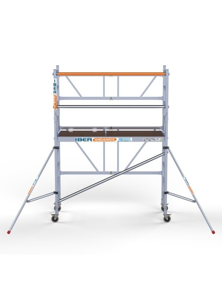 Andamio plegable de aluminio 90x190 - 3,85 m Altura de trabajo estabilizadores + plataforma 30 cm
