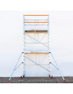 Andaime dobrável em alumínio 90x190 - 5,70 m de altura de trabalho e estabilizadores 2