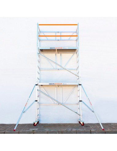 Andaime dobrável em alumínio 90x190 - 5,70 m de altura de trabalho e estabilizadores
