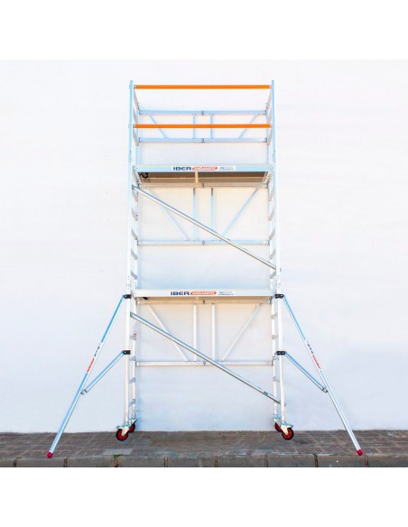 Andaime dobrável em alumínio 90x190 - 5,70 m de altura de trabalho e estabilizadores