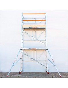 Andamio plegable de aluminio 90x190 - 5,70 m Altura de trabajo con estabilizadores y rodapiés 2