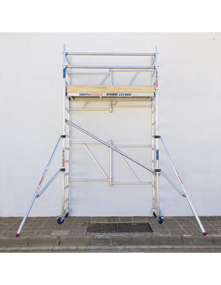 Andamio Plegable de aluminio 75x190 4,70m altura trabajo con estabilizadores y rodapié  - XTREM IBERANDAMIOS