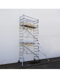 Andamio Plegable de aluminio 75x190 5,70m altura trabajo con estabilizadores y rodapié - XTREM 2