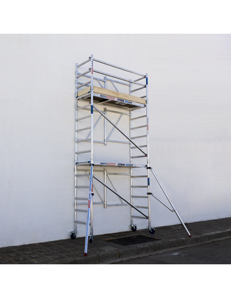 Andamio Plegable de aluminio 75x190 5,70m altura trabajo con estabilizadores y rodapié - XTREM IBERANDAMIOS