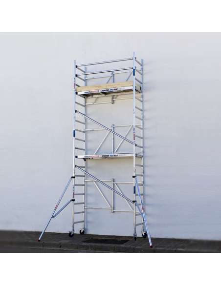 Andaime dobrável em alumínio 75x190 6,50m altura de trabalho com estabilizadores e rodapé - XTREM IBERANDAMIOS