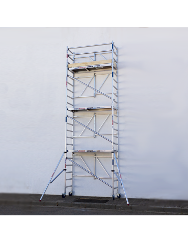 Andaime dobrável em alumínio 75x190 7,50m altura de trabalho com estabilizadores e rodapé - XTREM IBERANDAMIOS