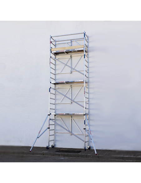 Andaime dobrável em alumínio 75x190 7,50m altura de trabalho com estabilizadores e rodapé - XTREM IBERANDAMIOS