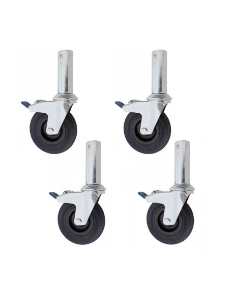Embalagem de 4 rodas de borracha para andaimes dobráveis ​​(125 mm de diâmetro)