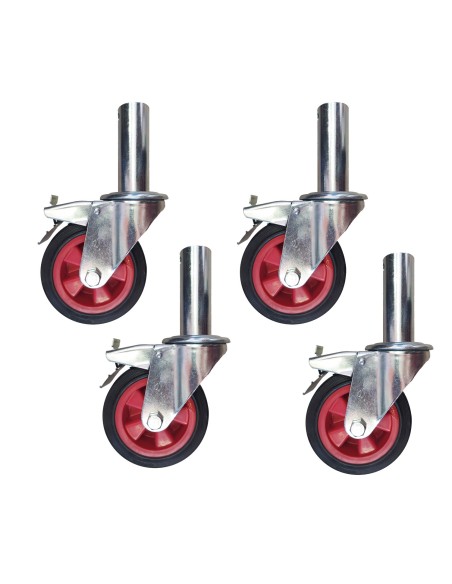 Embalagem de 4 rodas de borracha para andaimes dobráveis ​​(150 mm de diâmetro)