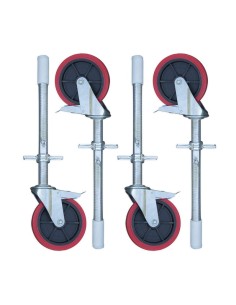 Pack 4 ruedas de goma y husillo de acero para andamio (200 mm de diámetro)