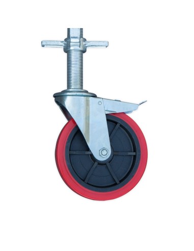 Pack 4 ruedas de goma y husillo de acero para andamio (200 mm de diámetro)