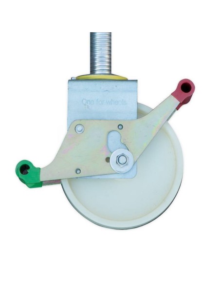 Pack 4 ruedas de nylon y husillo de acero para andamio (200 mm de diámetro)