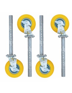 Pack 4 ruedas de goma y husillo de acero para jardín (Diámetro 200 mm)