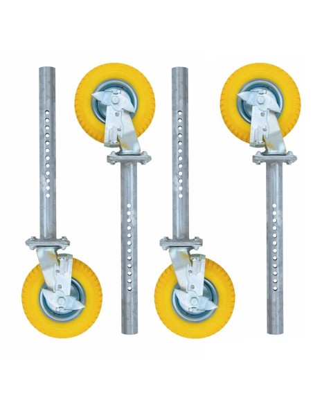 Embalagem de 4 rodas de borracha e eixo de aço para jardim (Diâmetro 200 mm)