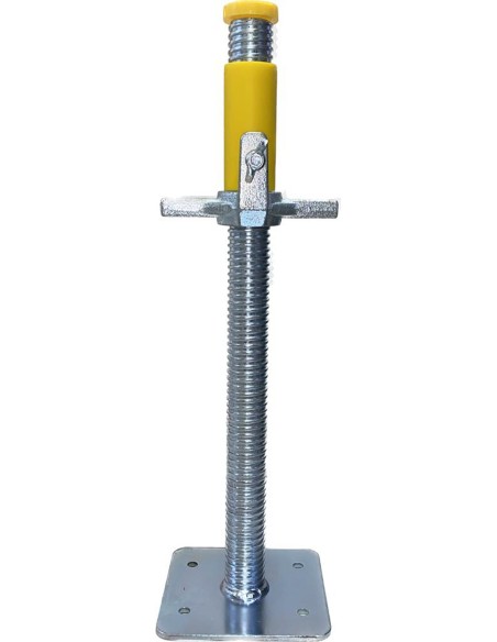 Husillo de acero para andamios con placa base (Hasta 35 cm)