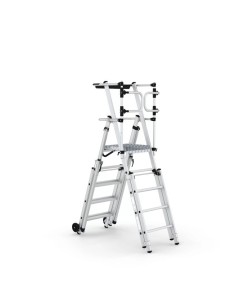 Escalera profesional telescópica con ruedas de 4 a 10 peldaños - PERSUM