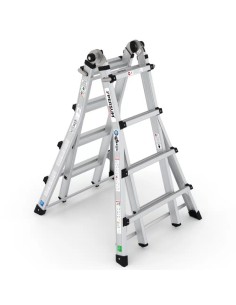 Escada Aquiles profissional multiposições e telescópica com degraus 4x4 | PERSUM