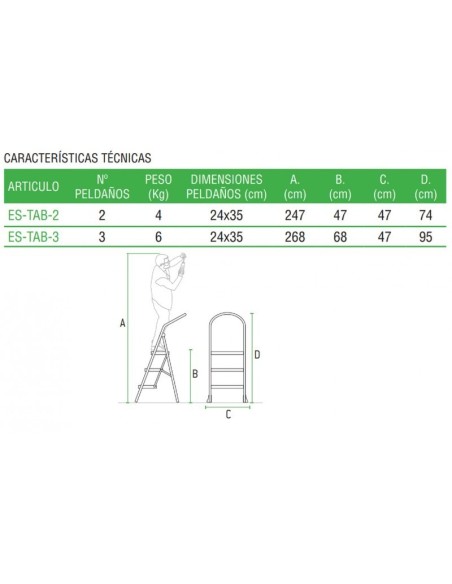 Banqueta doméstica em aço galvanizado com 3 degraus - Escalibur