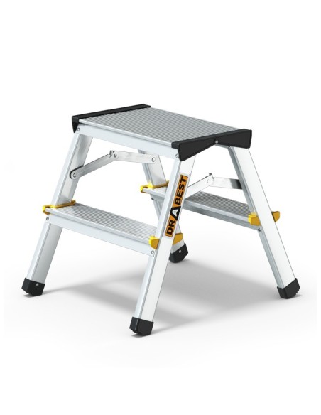 Escalera profesional de tijeras con doble subida. 2 a 4 peldaños | DRABEST