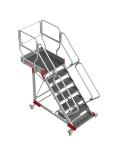 Escalera profesional con plataforma, voladizo y ruedas. De 4 a 12 peldaños - FARAONE