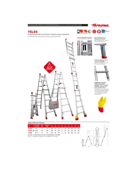 Escalera profesional multiuso TELES de 10+10 peldaños - FARAONE