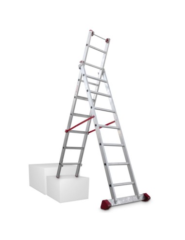 Escalera profesional multiuso EN1400 de dos tramos y 8 peldaños - FARAONE