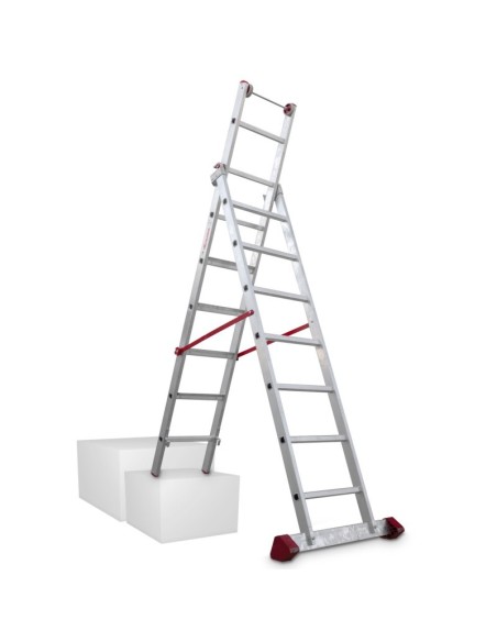 Escalera profesional multiuso EN1400 de dos tramos y 8 peldaños - FARAONE