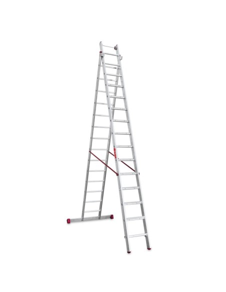 Escalera profesional multiuso EN1400 de dos tramos y 15 peldaños - FARAONE