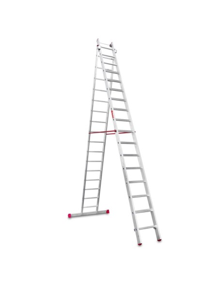 Escalera profesional multiuso EN1400 de dos tramos y 17 peldaños - FARAONE