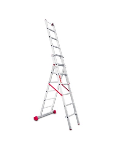 Escalera profesional multiuso EN1500 de tres tramos y 6 peldaños - FARAONE