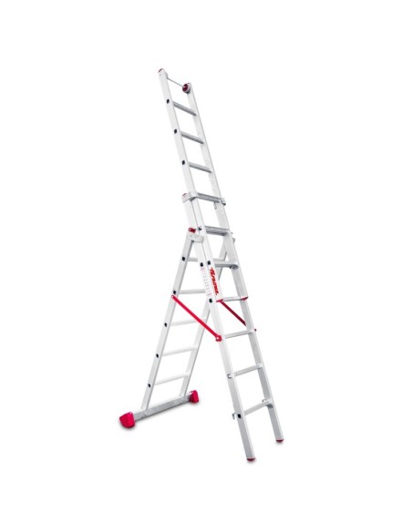 Escalera profesional multiuso EN1500 de tres tramos y 6 peldaños - FARAONE