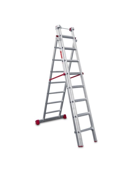 Escalera profesional multiuso EN1500 de tres tramos y 8 peldaños - FARAONE