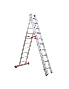 Escalera profesional multiuso EN1500 de tres tramos y 10 peldaños - FARAONE