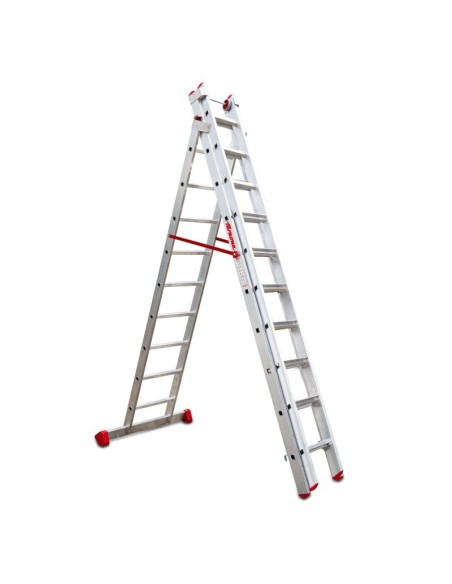 Escalera profesional multiuso EN1500 de tres tramos y 10 peldaños - FARAONE