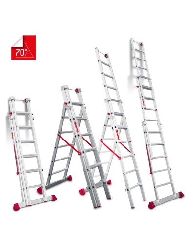 Escada profissional multiusos EN1500 de três corpos e 12 degraus - FARAONE