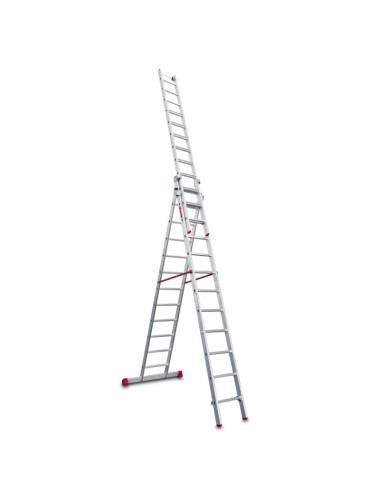 Escada profissional multiusos EN1500 de três corpos e 12 degraus - FARAONE