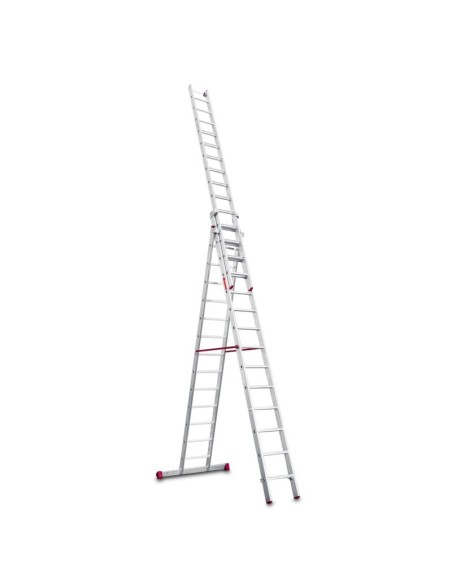 Escalera profesional multiuso EN1500 de tres tramos y 14 peldaños - FARAONE