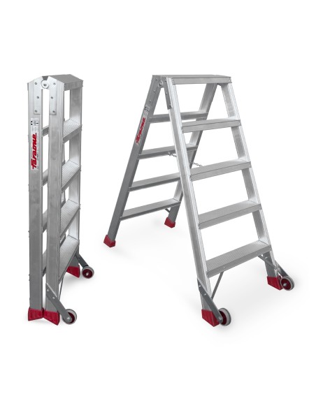 Escadote profissional NDS5 com subida dupla e 5+5 degraus - FARAONE