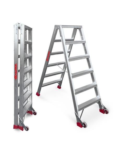Escadote profissional NDS5 com subida dupla e 6+6 degraus - FARAONE